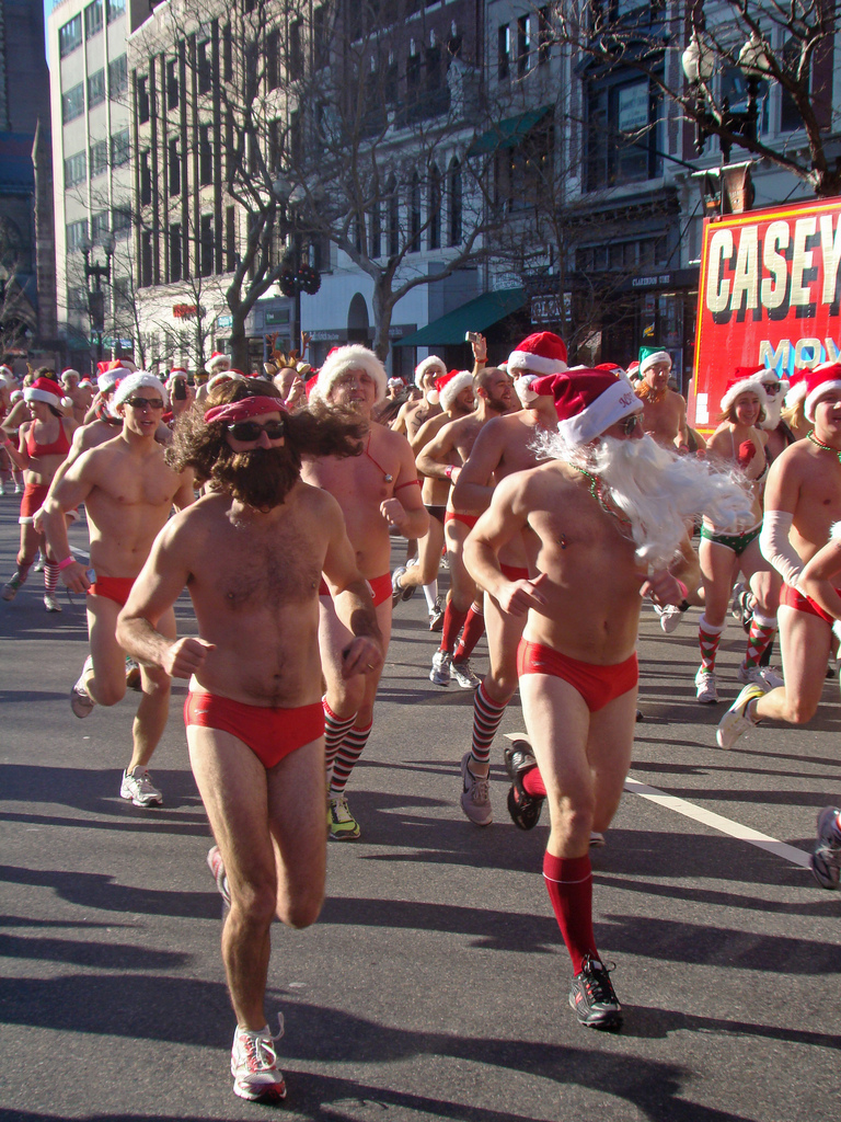 santa running beards